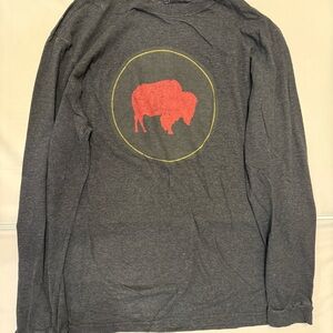 Recover Long Sleeve Graphic T-Shirt Men’s Large Buffalo Bison Gray